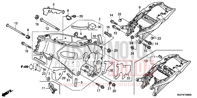 CARROSSERIE DE CHASSIS de CBR1000RR "Fireblade" GRAPHITE BLACK (NHB01BA) de 2013